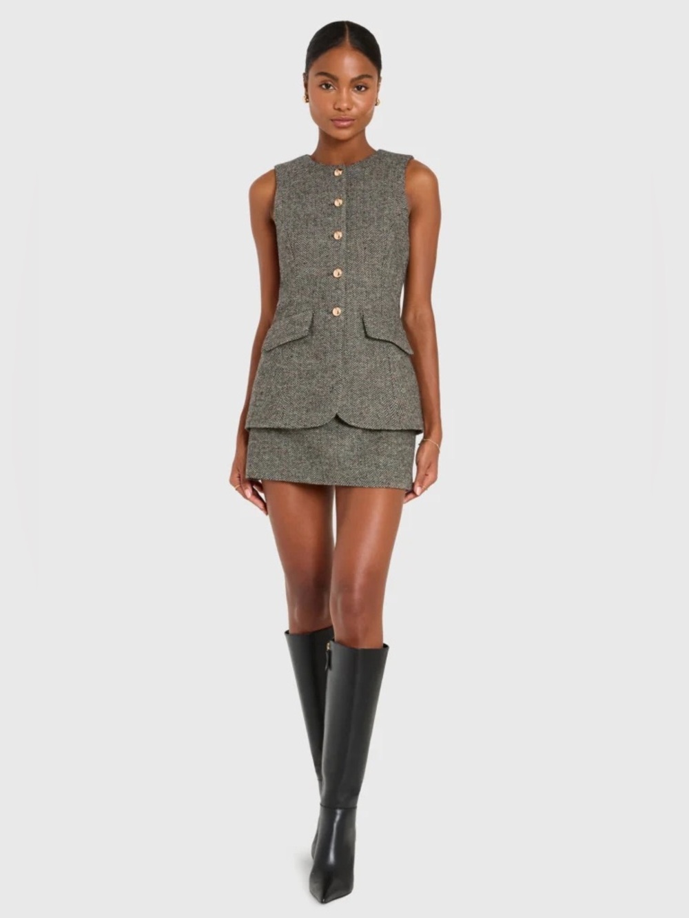 NWT Amanda Uprichard Serena Romper in Black Multi tweed - Picture 3 of 13